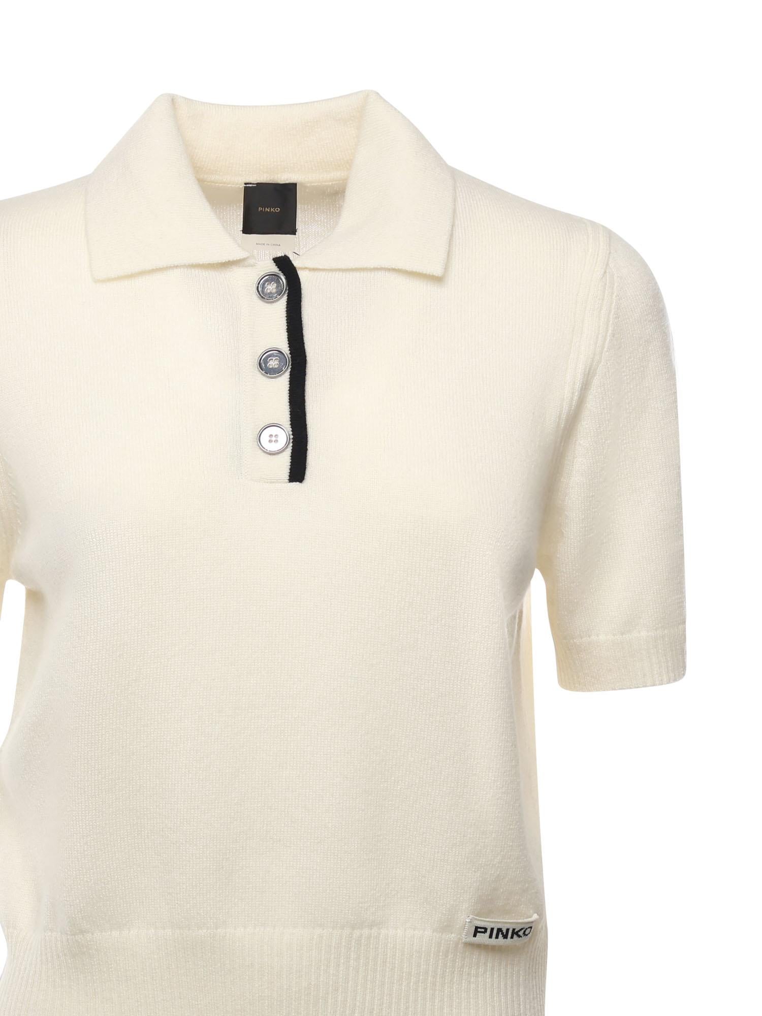 Maglia stile polo con logo 105450 A2Q9Z13 PINKO 