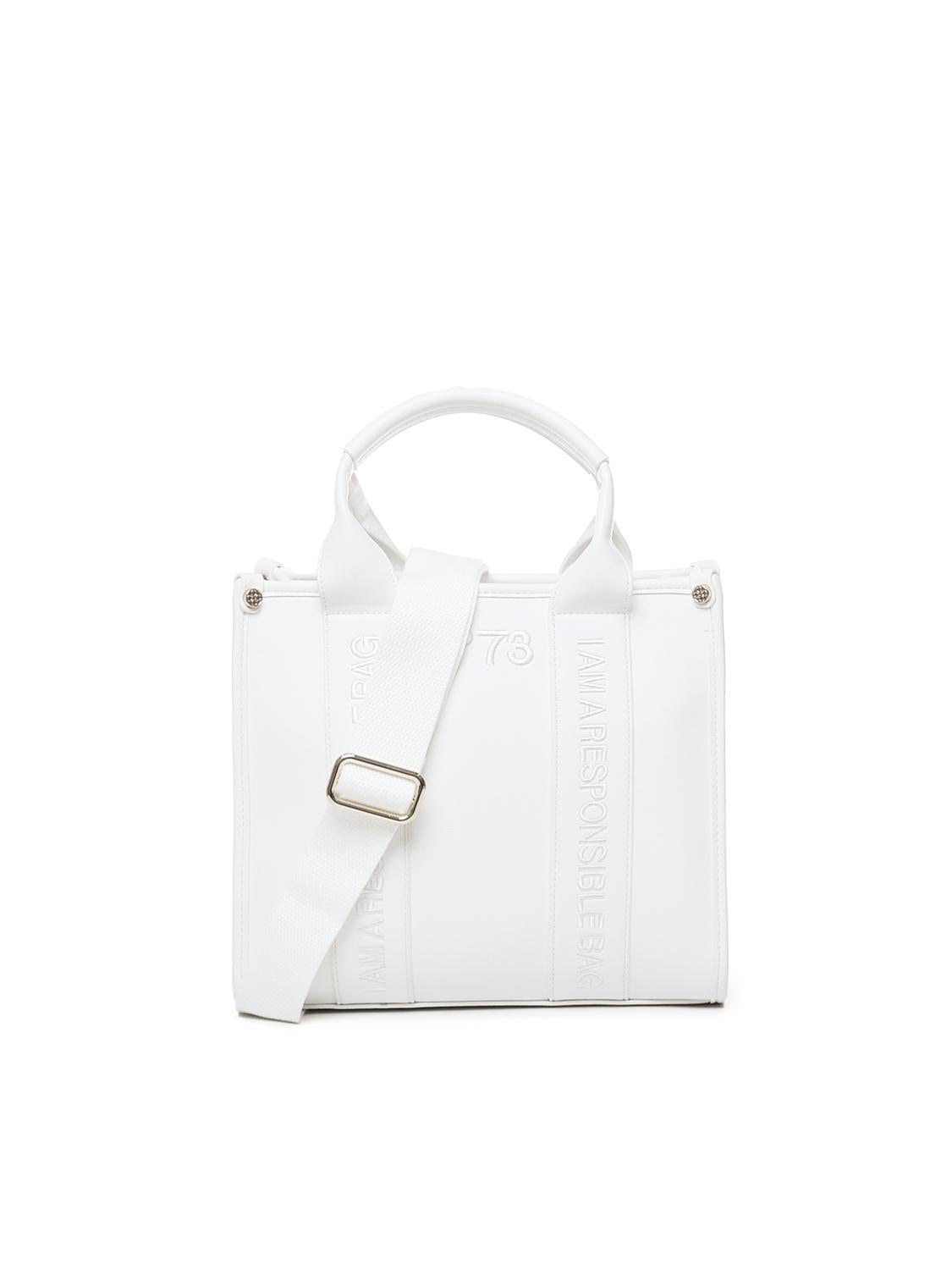 Borsa tote con ricamo 73BS7HD02 ECHO 73 BIANCO V° 73 