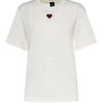 T-shirt con ricamo cuore in cotone 105665 A326Z05 PINKO 