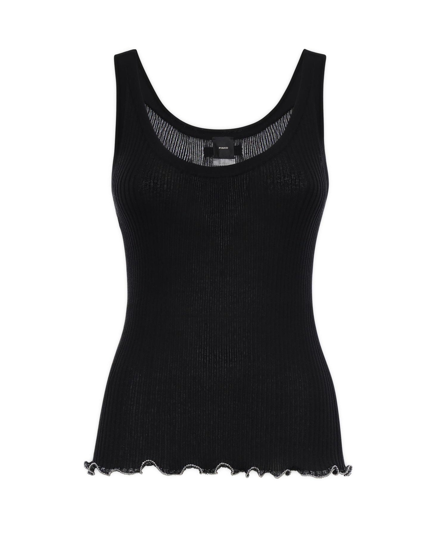Top a costine con logo 106323 A343Z99 PINKO 