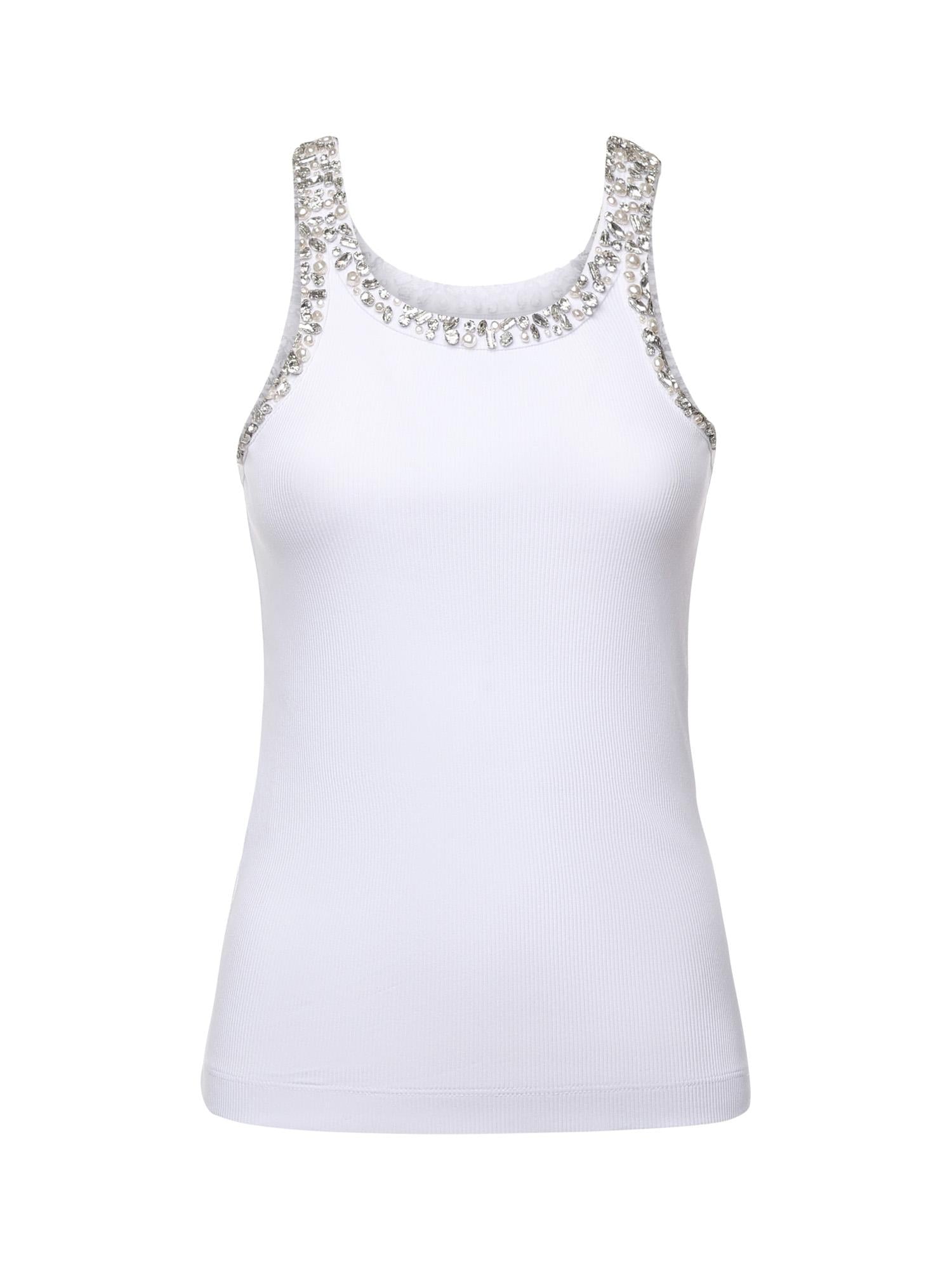 Top a costine con ricami gioiello 104109 A2TMZ04 PINKO 