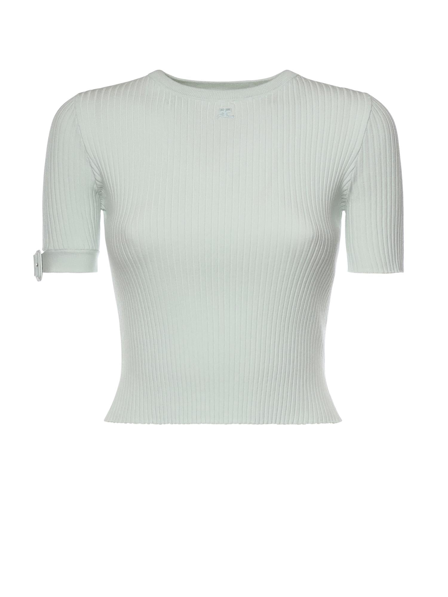 Top cropped in maglia a coste con logo 126MPU267FI0001 7038 COURREGES 