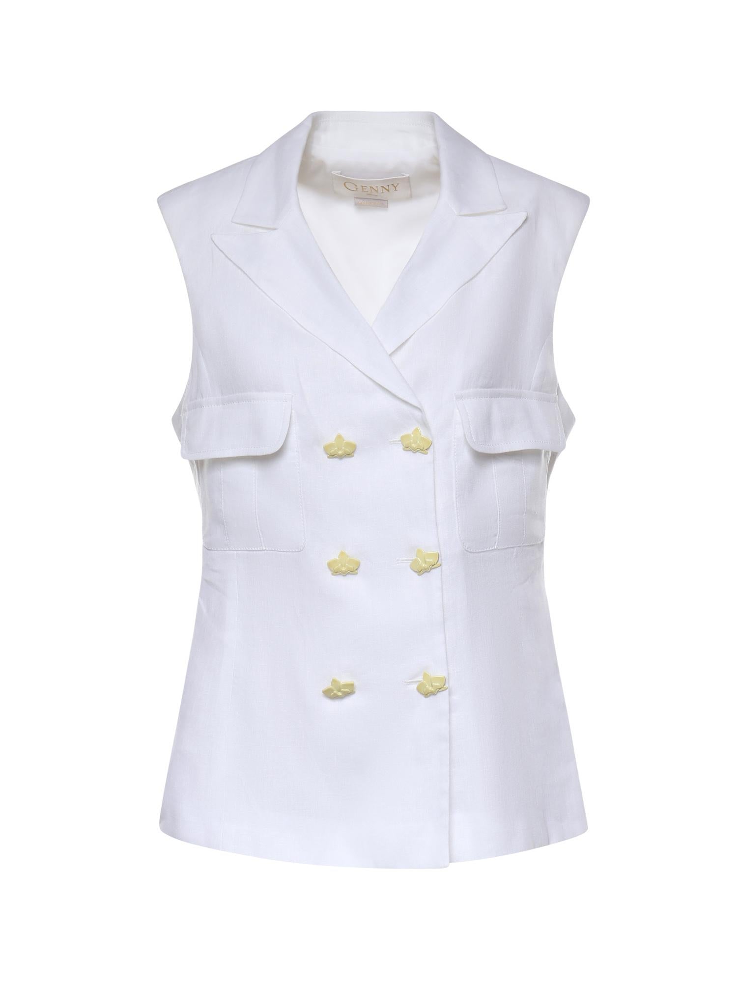 Gilet doppiopetto in lino 80AAP535 N0750003 GENNY 