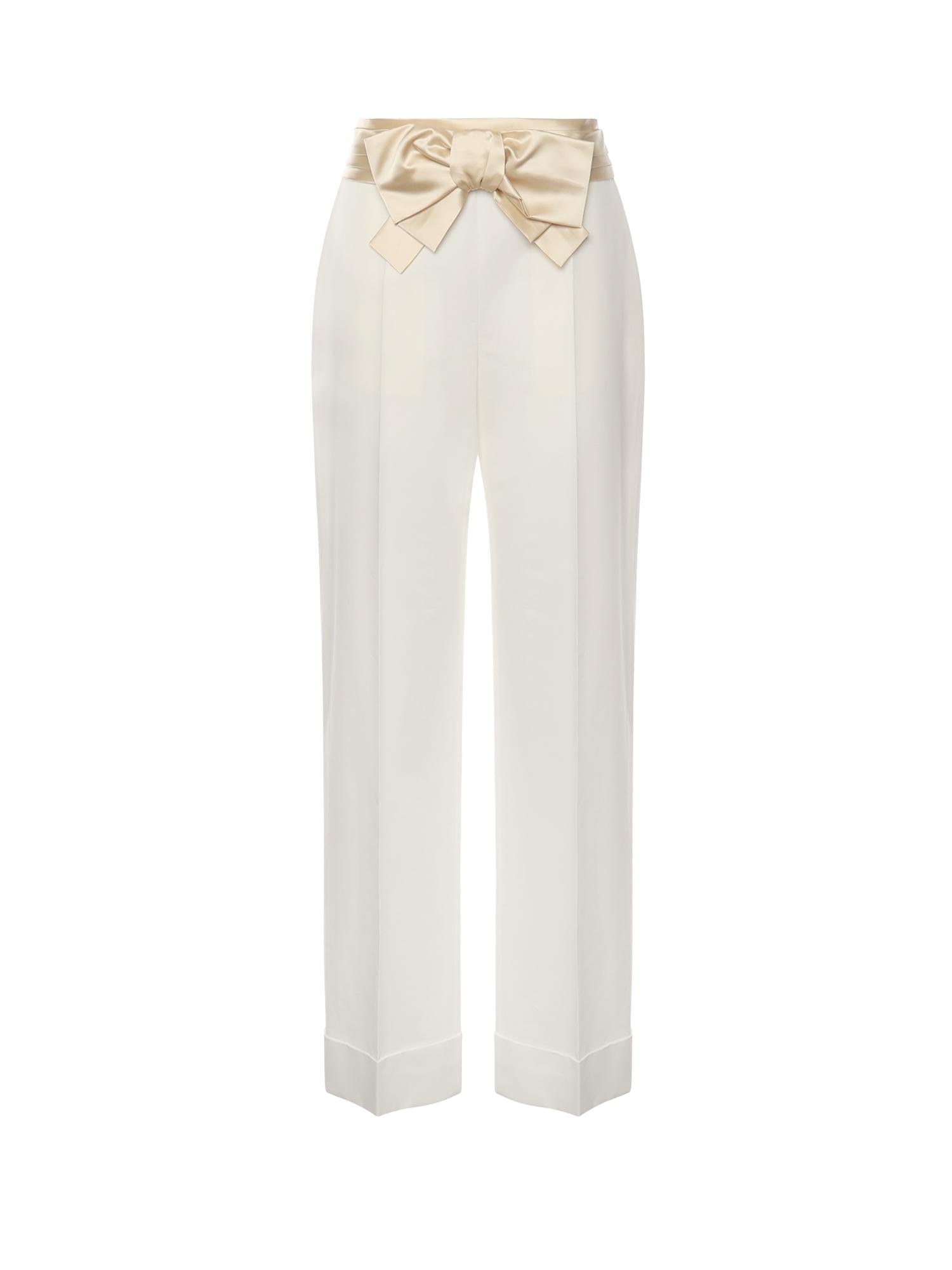Pantaloni in cotone e lino con fiocco 7B3RB6F4 8T1A03 VALENTINO GARAVANI 