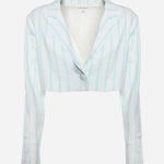 Blazer corto in lino elasticizzato con stampa a righe pe 2021 CJ034-SP21 -SPEARMINT FOR LOVE & LEMONS 