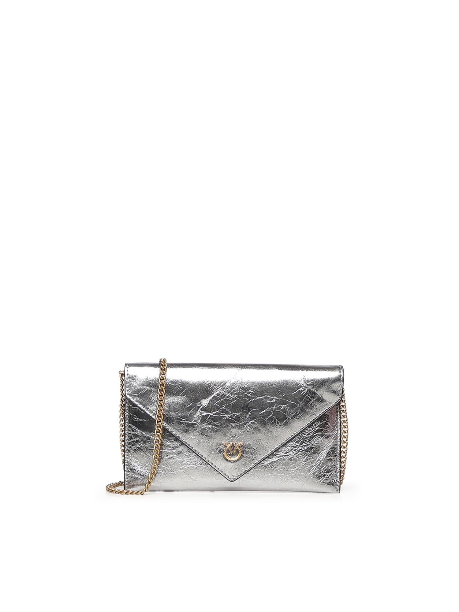 Bustina in pelle metallizzata con logo 105347 A2OTKZ7Q PINKO 