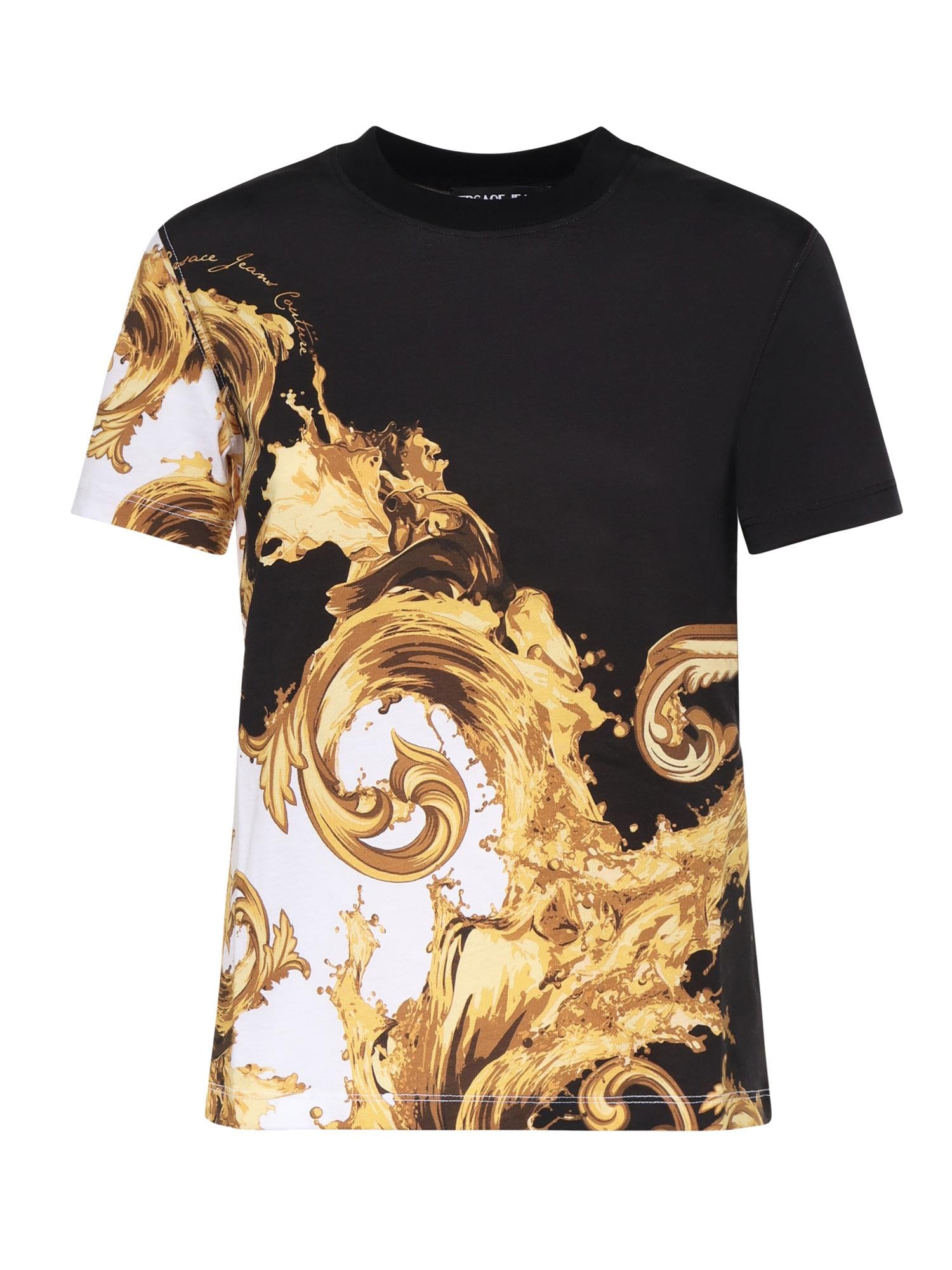 T-shirt in jersey di cotone con stampa 80HAH6P3 JS542GL1 VERSACE JEANS COUTURE 