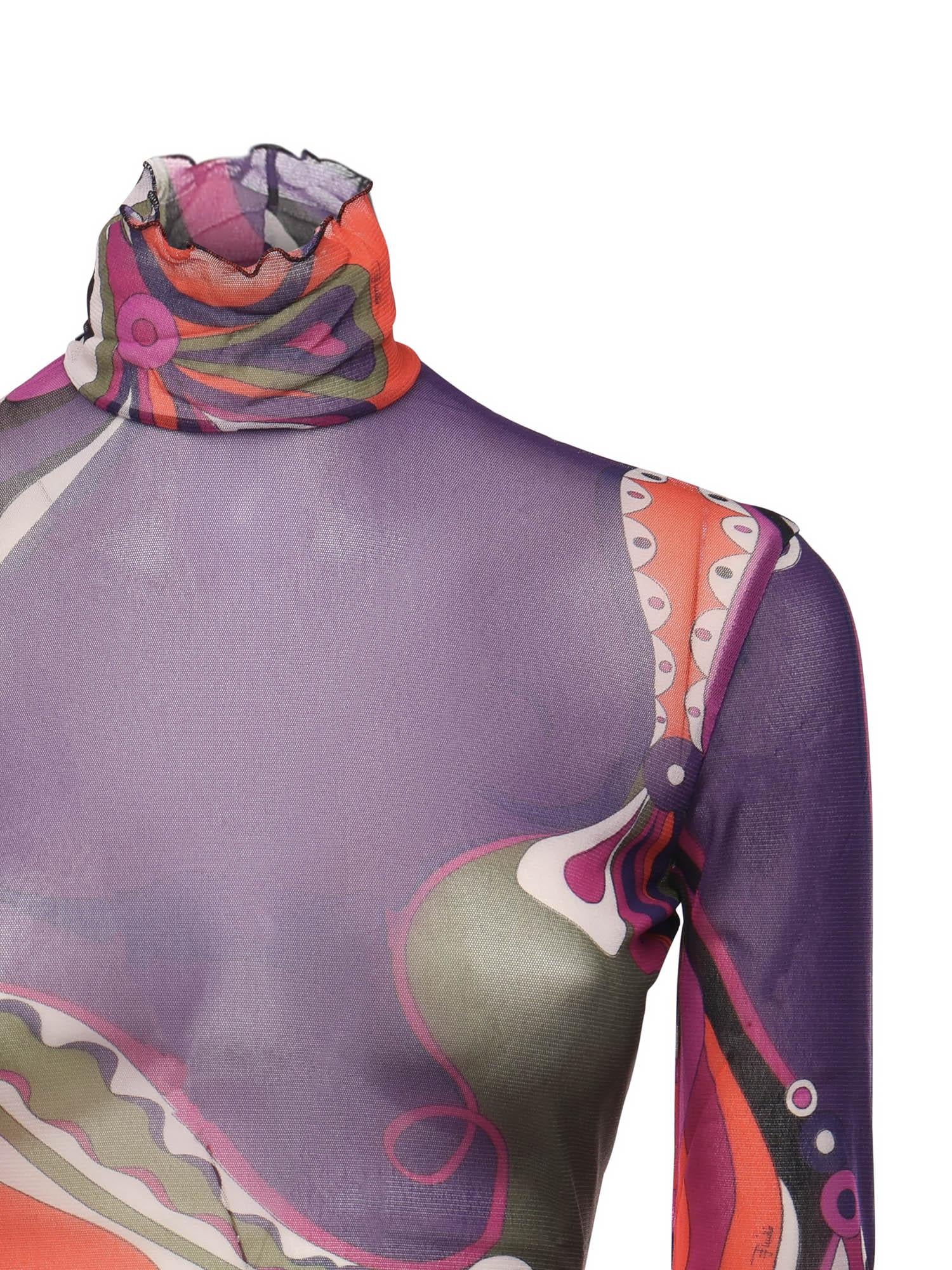 Top in tulle con stampa Orchidee 5UJM16 5U839017 PUCCI 