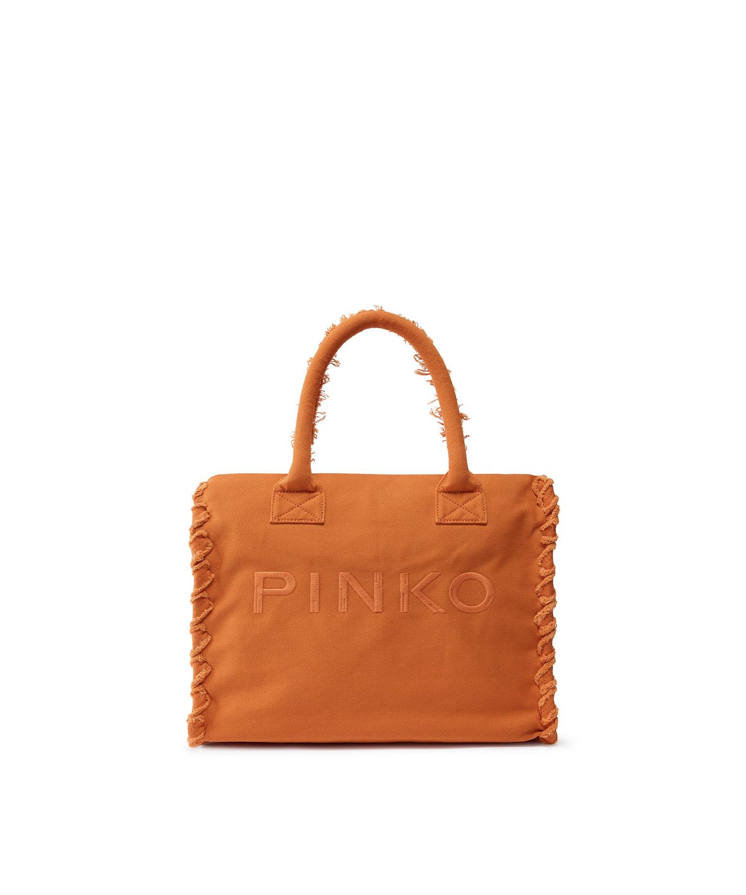Borsa shopper Beach in canvas con logo 106673 A3A4A76 PINKO 
