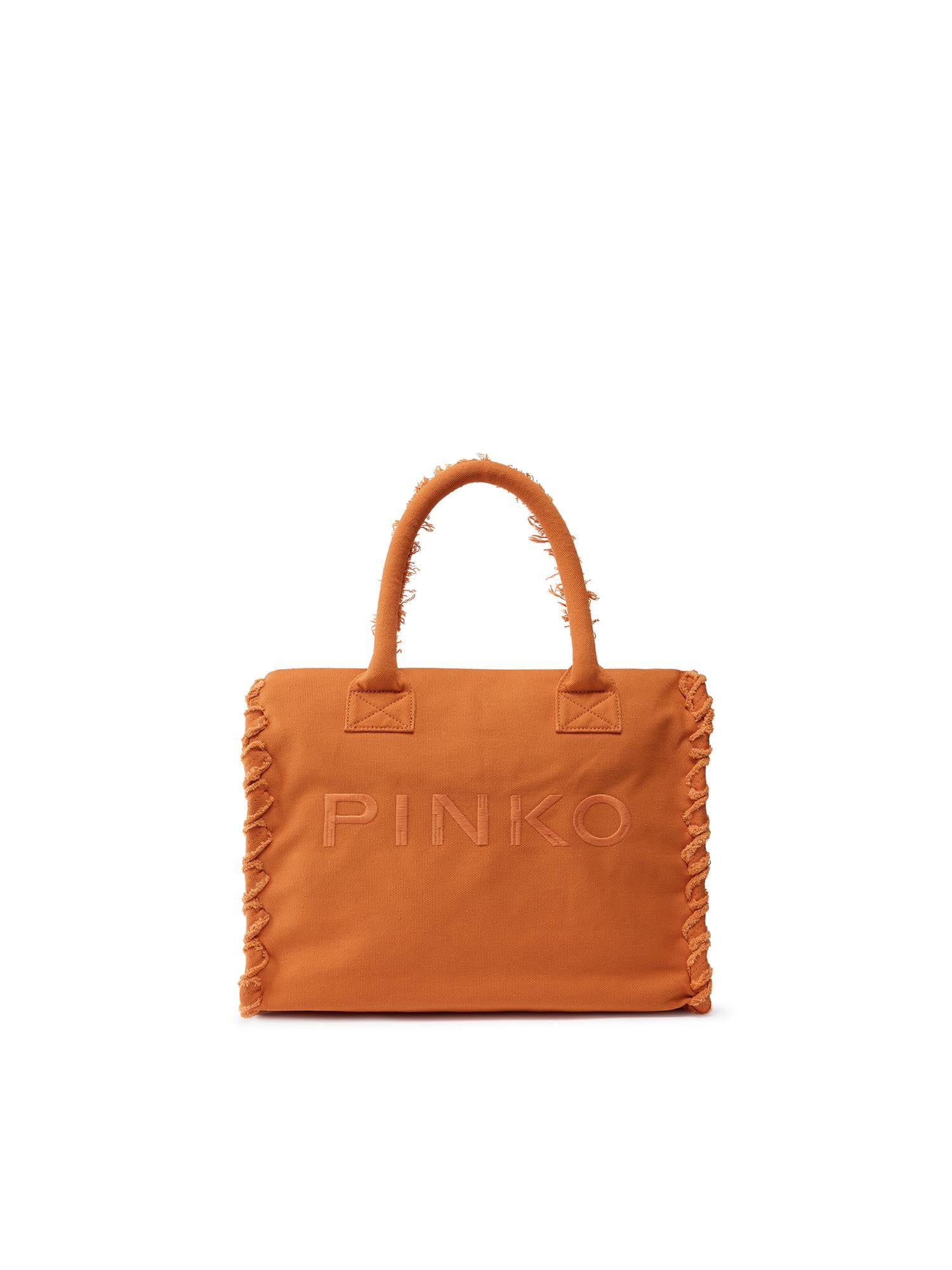 Borsa shopper Beach in canvas con logo 106673 A3A4A76 PINKO 