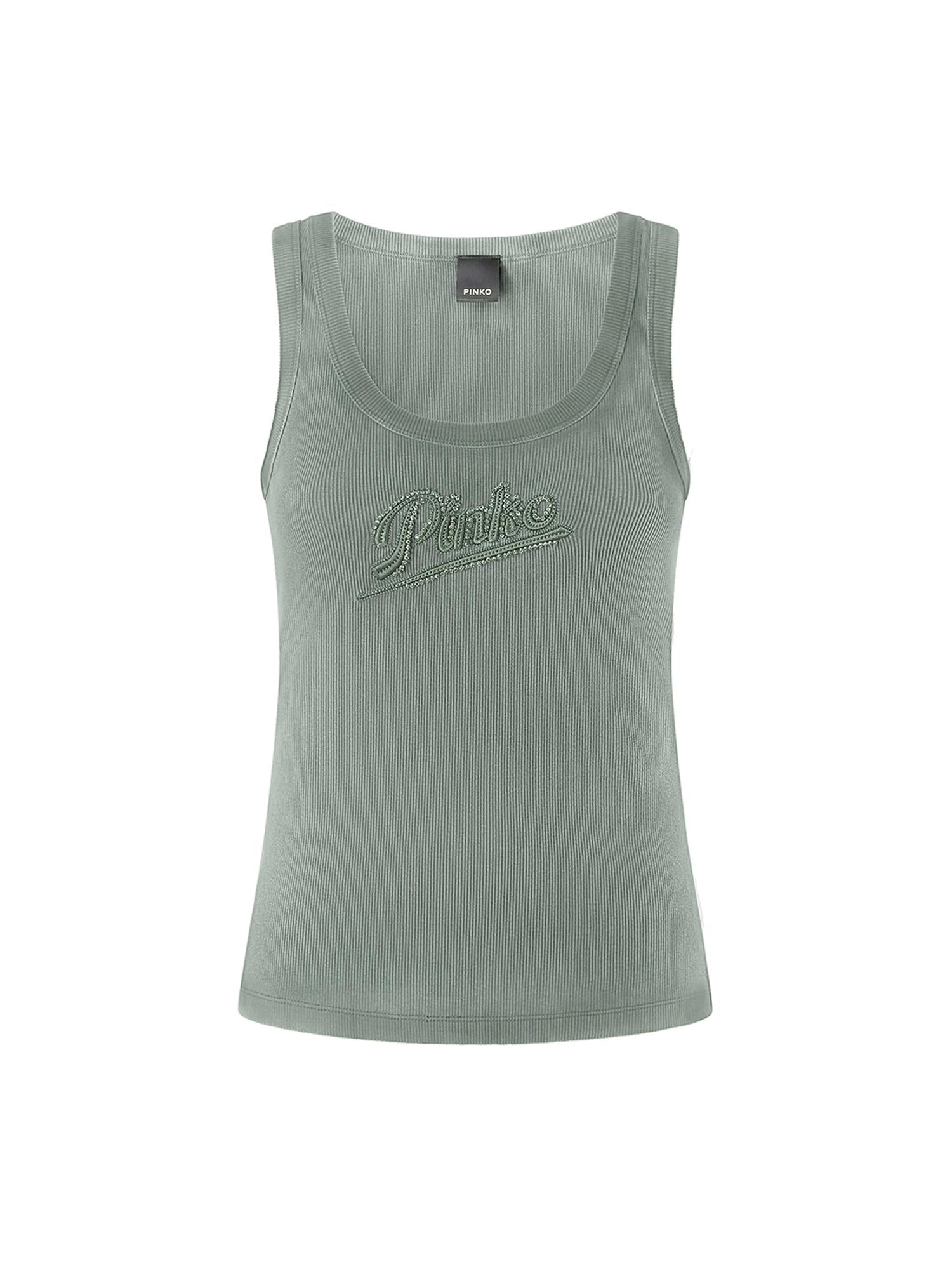 Tank top con ricamo e strass 107299 A3H7X56 PINKO 