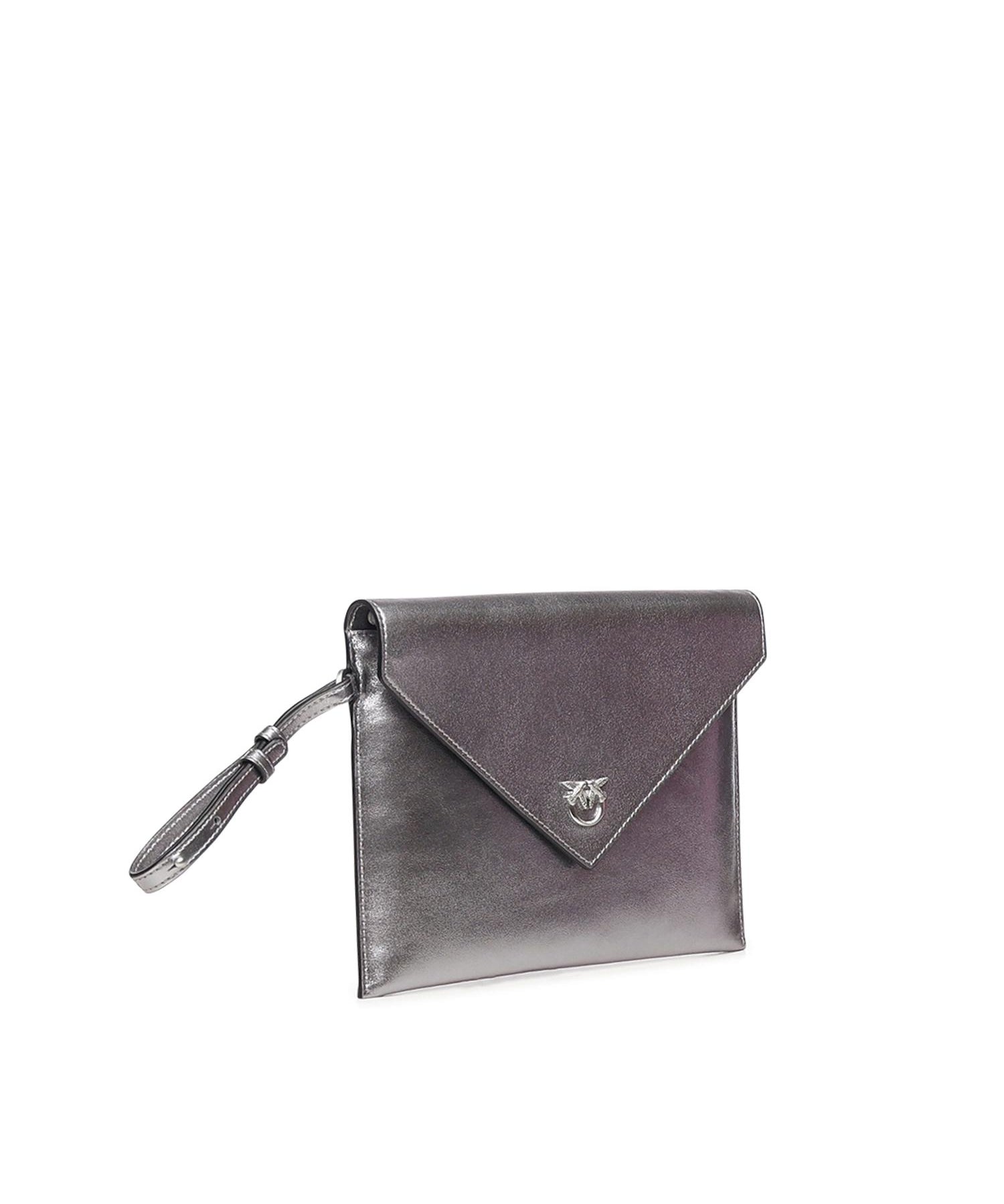 Bustina in pelle metalizzata con logo 104820 A2O9KZ7E PINKO 