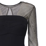 Abito lungo con maniche in rete e strass 79AAO440 N0356899 GENNY 