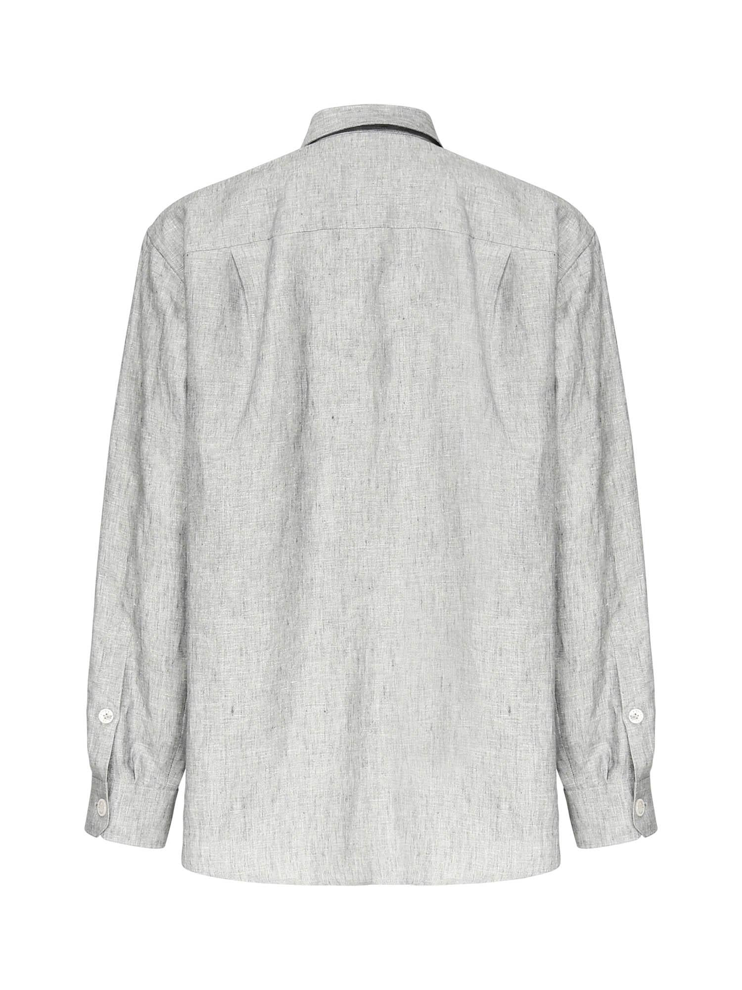 Camicia in tela di lino delavè G5NI3T FU4MFS8290 DOLCE & GABBANA 