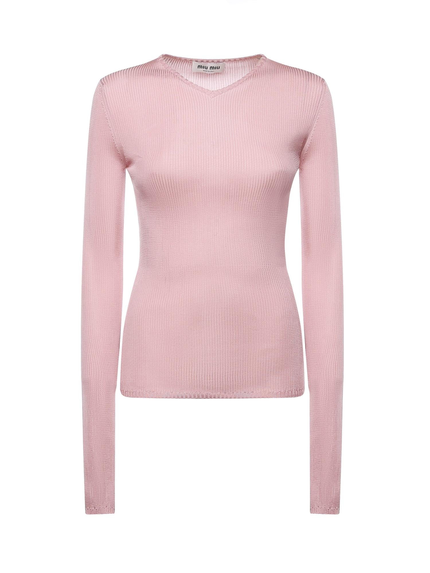 Maglia scollo a V in seta MML01B 18BQF0638 MIU MIU 