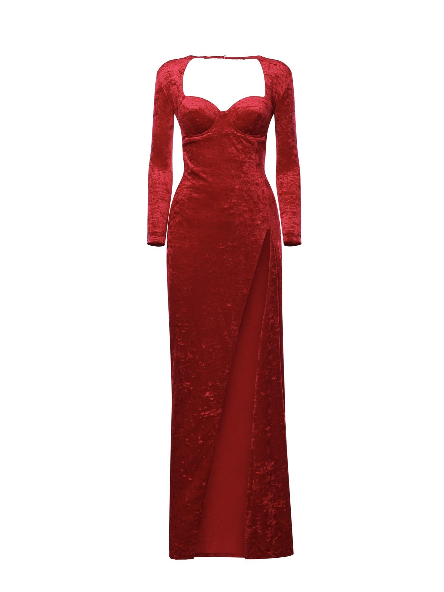 Abito maxi drappeggiato in jersey di velluto 850642 TCV146105 BALENCIAGA 