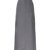 Gonna lunga cargo in cotone DN6105 -GRAFITE OTTOD'AME 