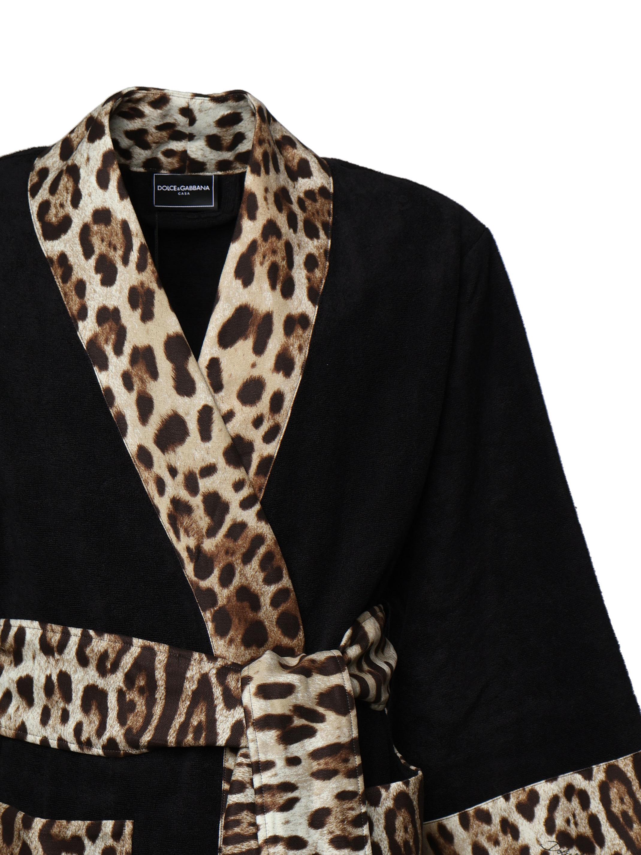 Accappatoio in cotone Leopard<BR/> TCF010 TCAGOUL002 DOLCE & GABBANA HOME 