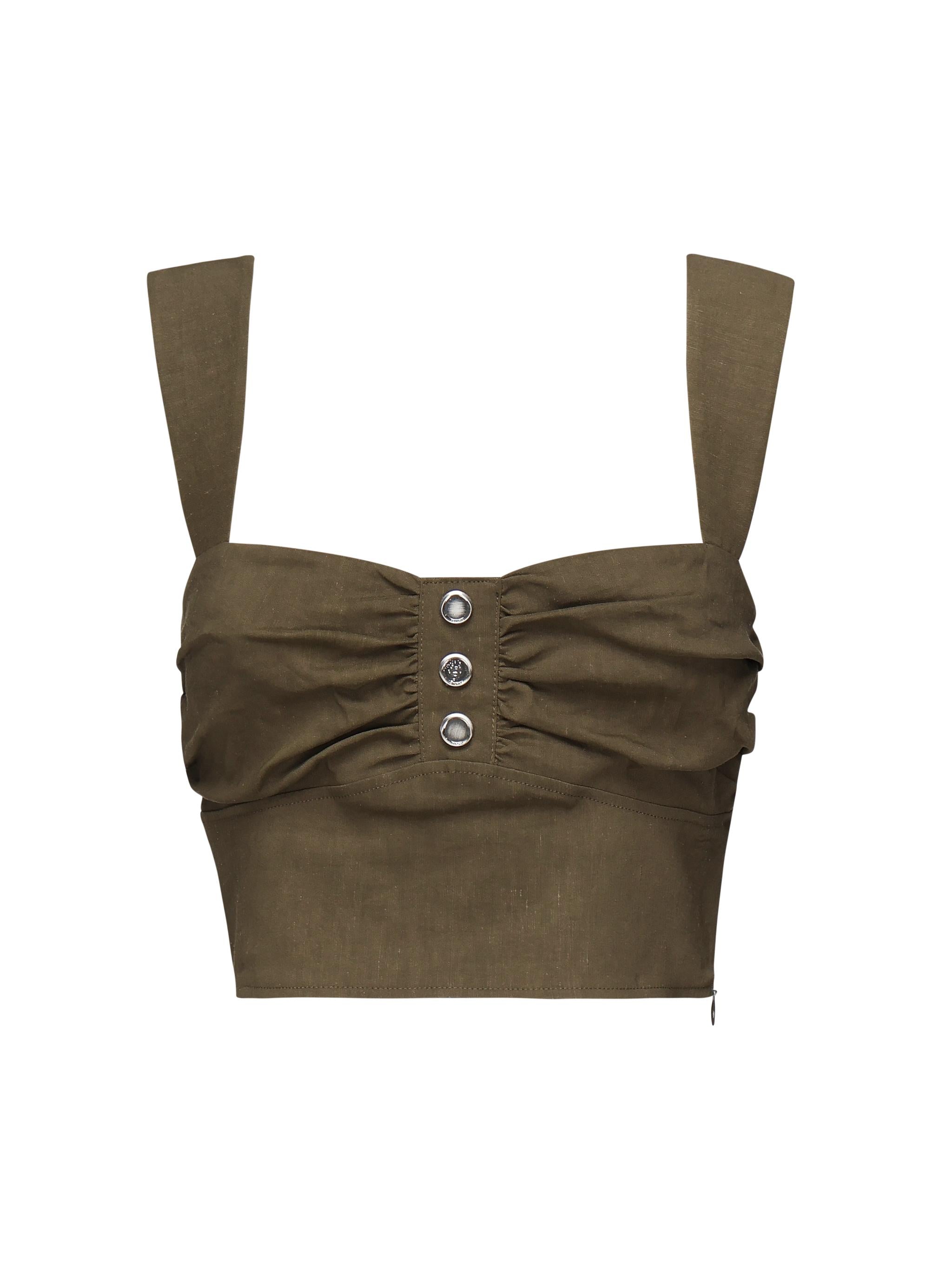 Crop top in lino con bottoni 104885 A0IMX26 PINKO 