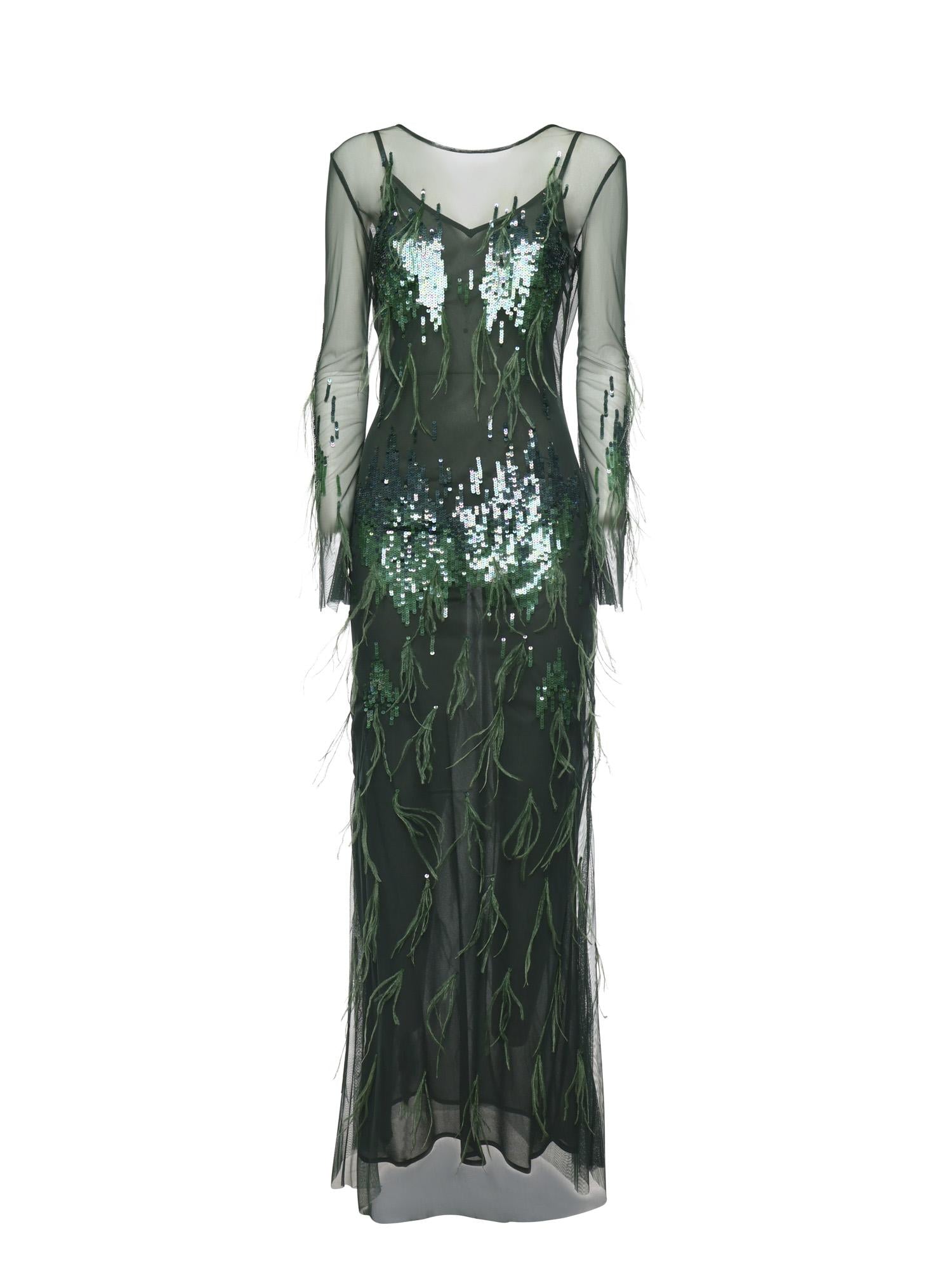 Abito con paillettes e piume 105579 A2SYAS0 PINKO 