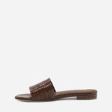 SANDALI SLIDES VICKY IN PELLE STAMPA COCCO<BR/> VICKY COCCOMARRONE GIULIANO GALIANO 