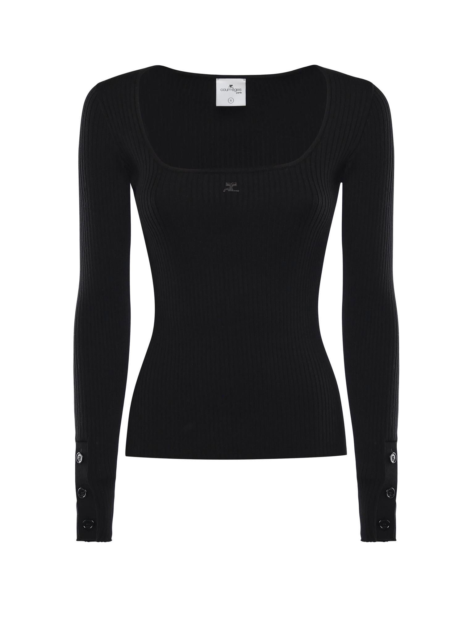 Top Heritage in maglia a costine 126MT0479FI0001 9999 COURREGES 