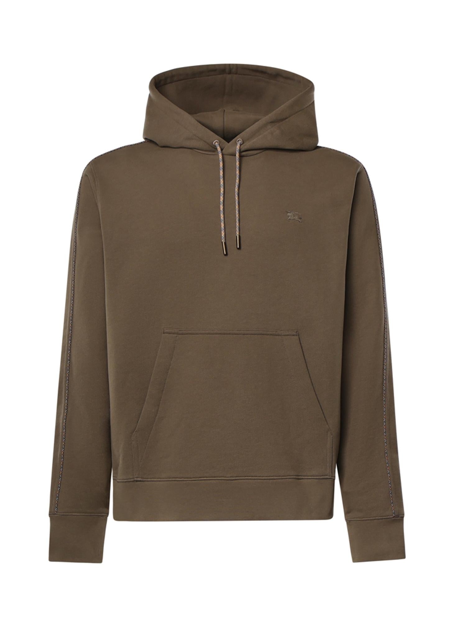 Felpa in cotone con profili Check e cappuccio 8127603 C5319 BURBERRY 