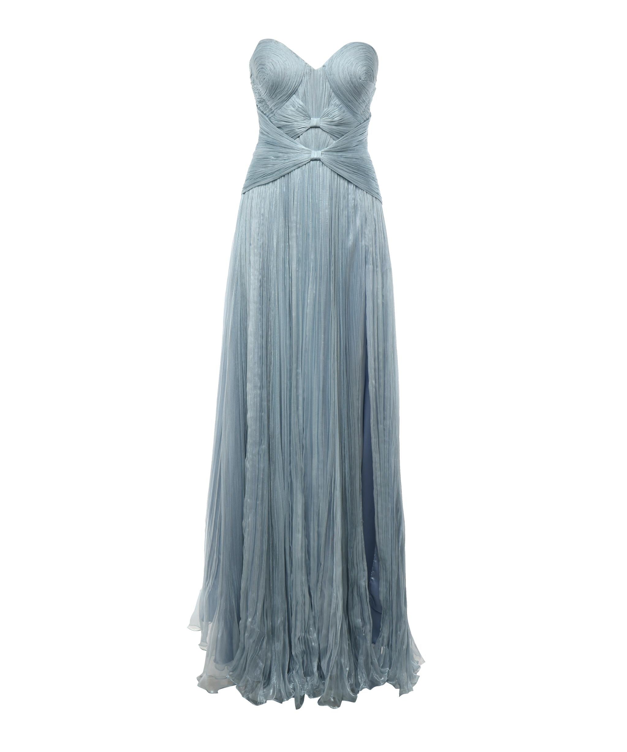 Abito lungo in seta IRS518THALIA AQUA CHIFFON MATT IRIS SERBAN 
