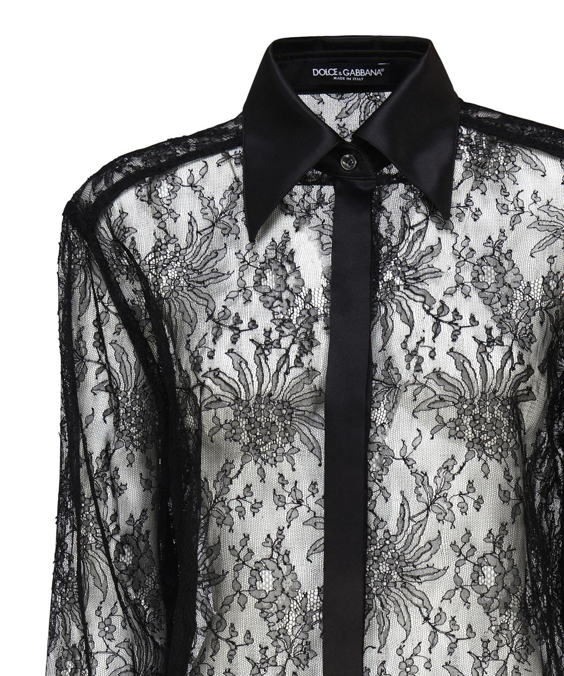 Camicia in pizzo Chantilly con dettagli in raso F5R42T MLMAEN0000 DOLCE & GABBANA 