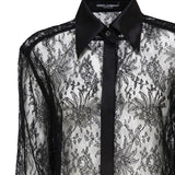 Camicia in pizzo Chantilly con dettagli in raso F5R42T MLMAEN0000 DOLCE & GABBANA 