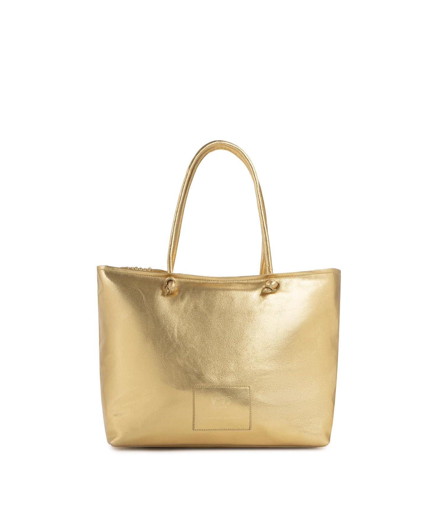 Borsa shopping in pelle con logo 73BP9VT01 LOLLI POPPOP GOLD V° 73 
