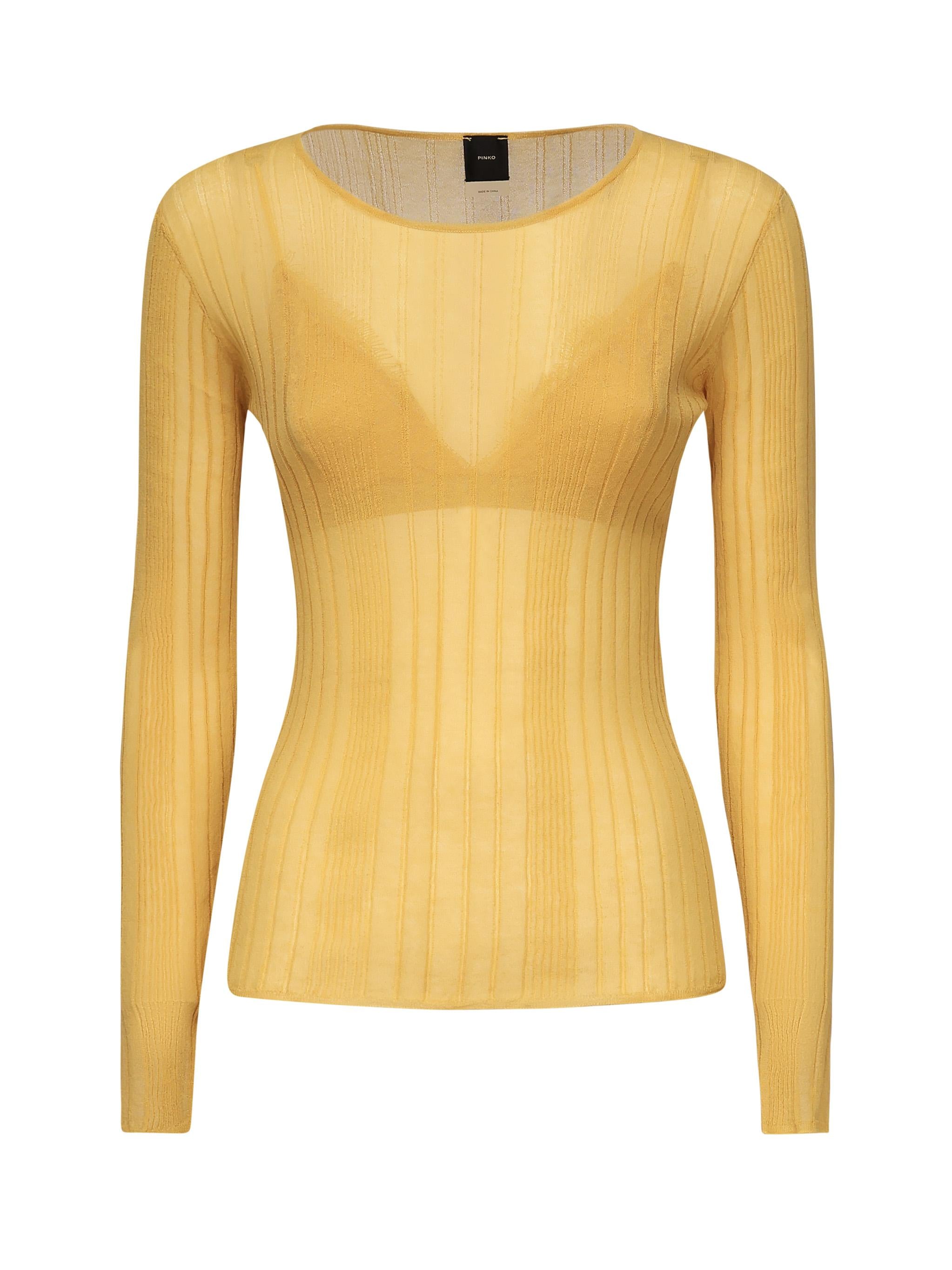 Maglia semitrasparente a costine 102977 A1NDC43 PINKO 