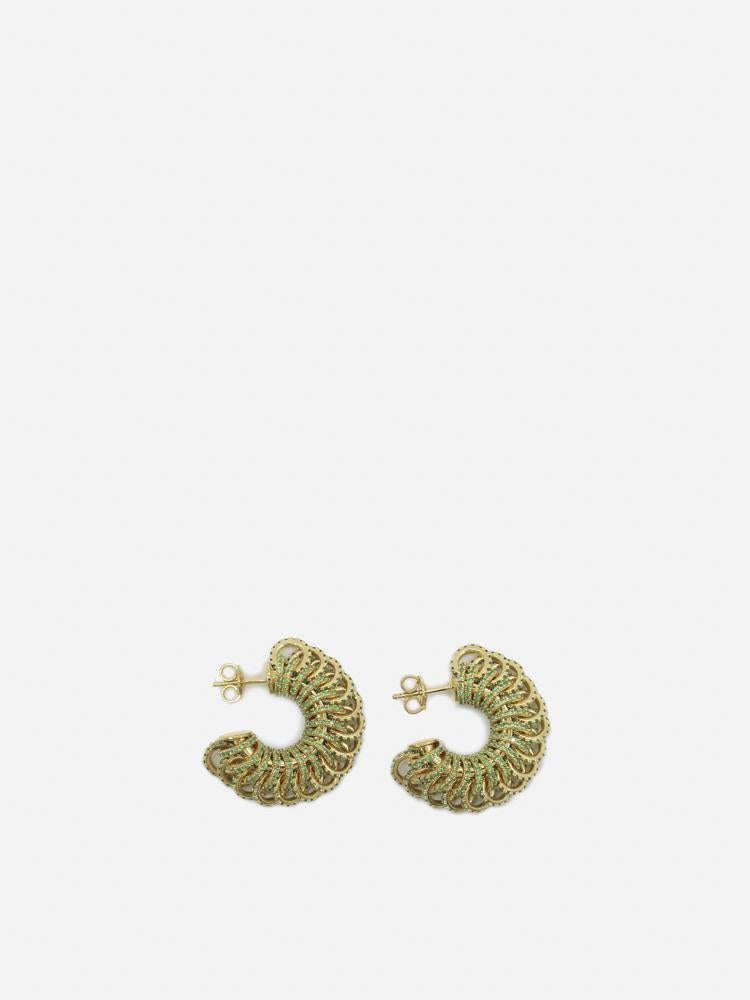 Orecchini disc in argento placcato oro e cristalli<BR/> 665778 VX8213707 BOTTEGA VENETA 