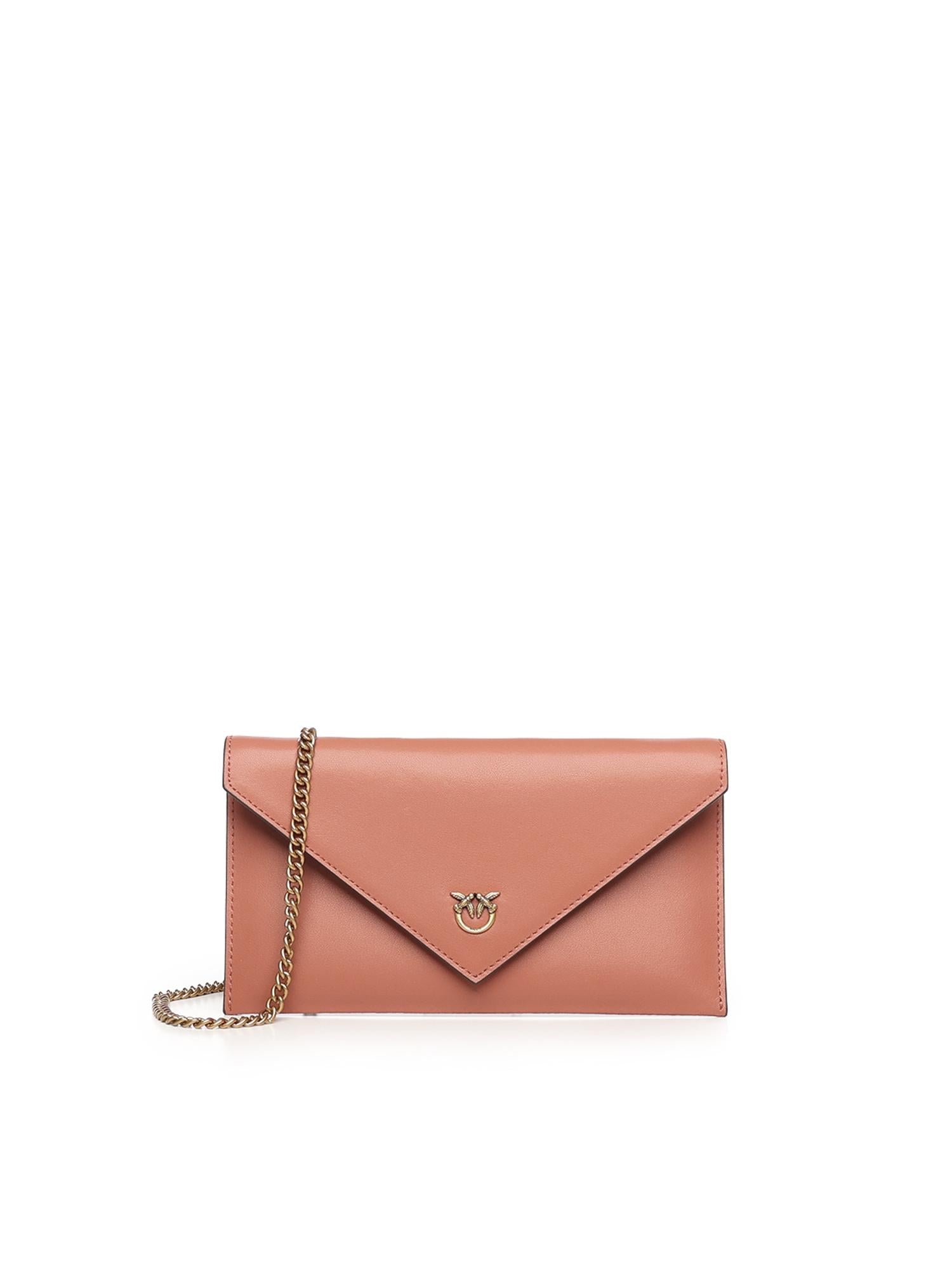 Bustina in pelle con logo Love Birds 105347 A0F1L21Q PINKO 