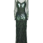 Abito con paillettes e piume 105579 A2SYAS0 PINKO 