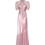 Abito lungo in raso di seta FABX4335F4376 7575 ALESSANDRA RICH 