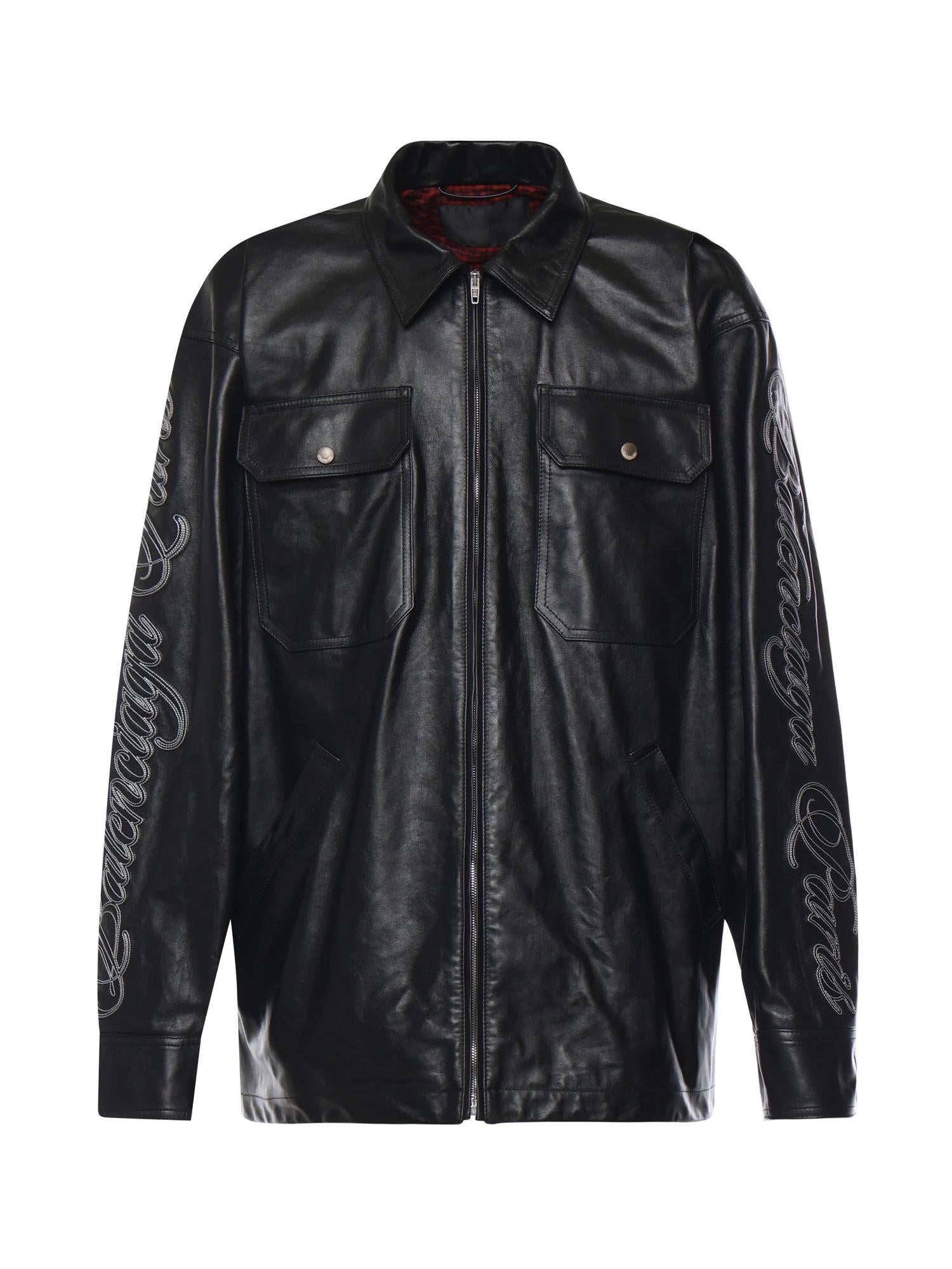 Overshirt in pelle con logo 856341 TRS131000 BALENCIAGA 