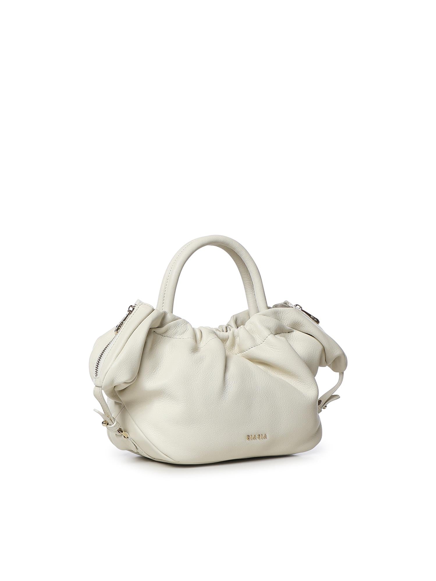 Mini bag in pelle con logo<BR/> BIBP9E702 AVORIO BIASIA 