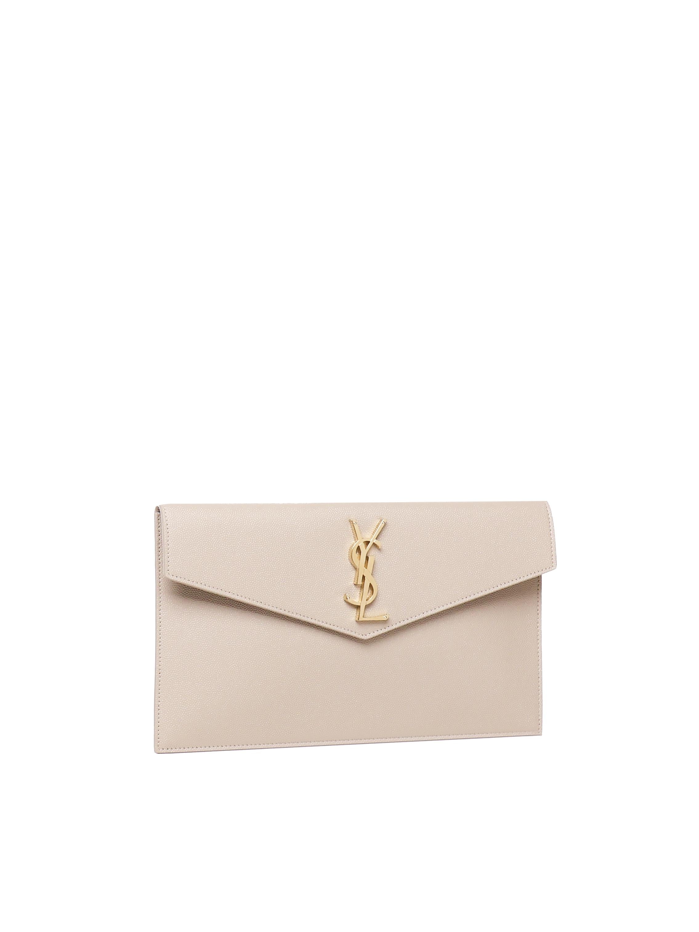 Pochette Uptown in pelle goffrata grain de poudre<BR/> 565739 1GF0J2721 SAINT LAURENT 