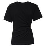 T-shirt Mary con drappeggio 106455 A35DZ99 PINKO 