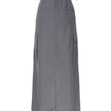 Gonna lunga cargo in cotone DN6105 -GRAFITE OTTOD'AME 