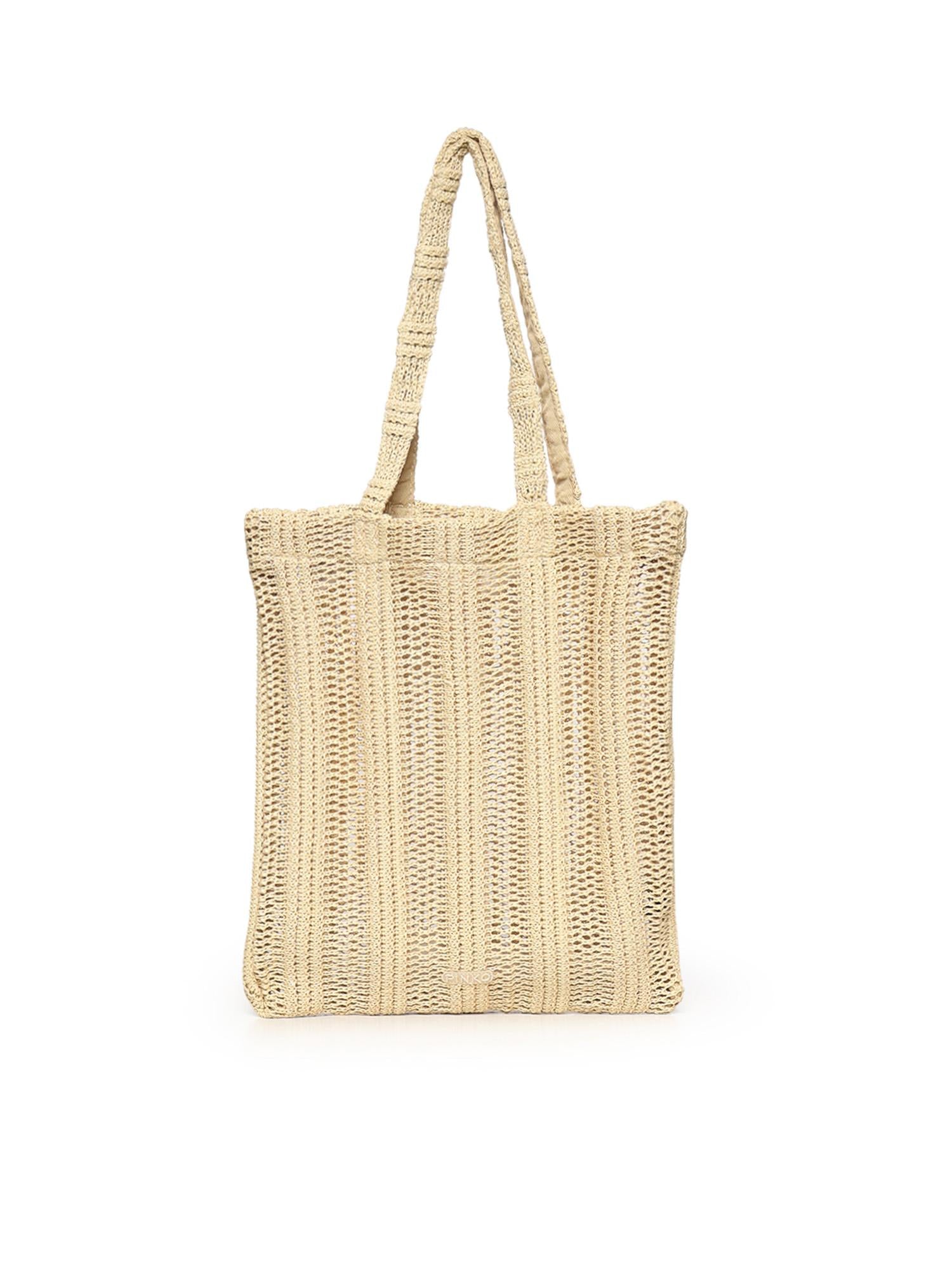 Borsa shopper media Easy Tote Bag in rafia 106728 A39YC39 PINKO 