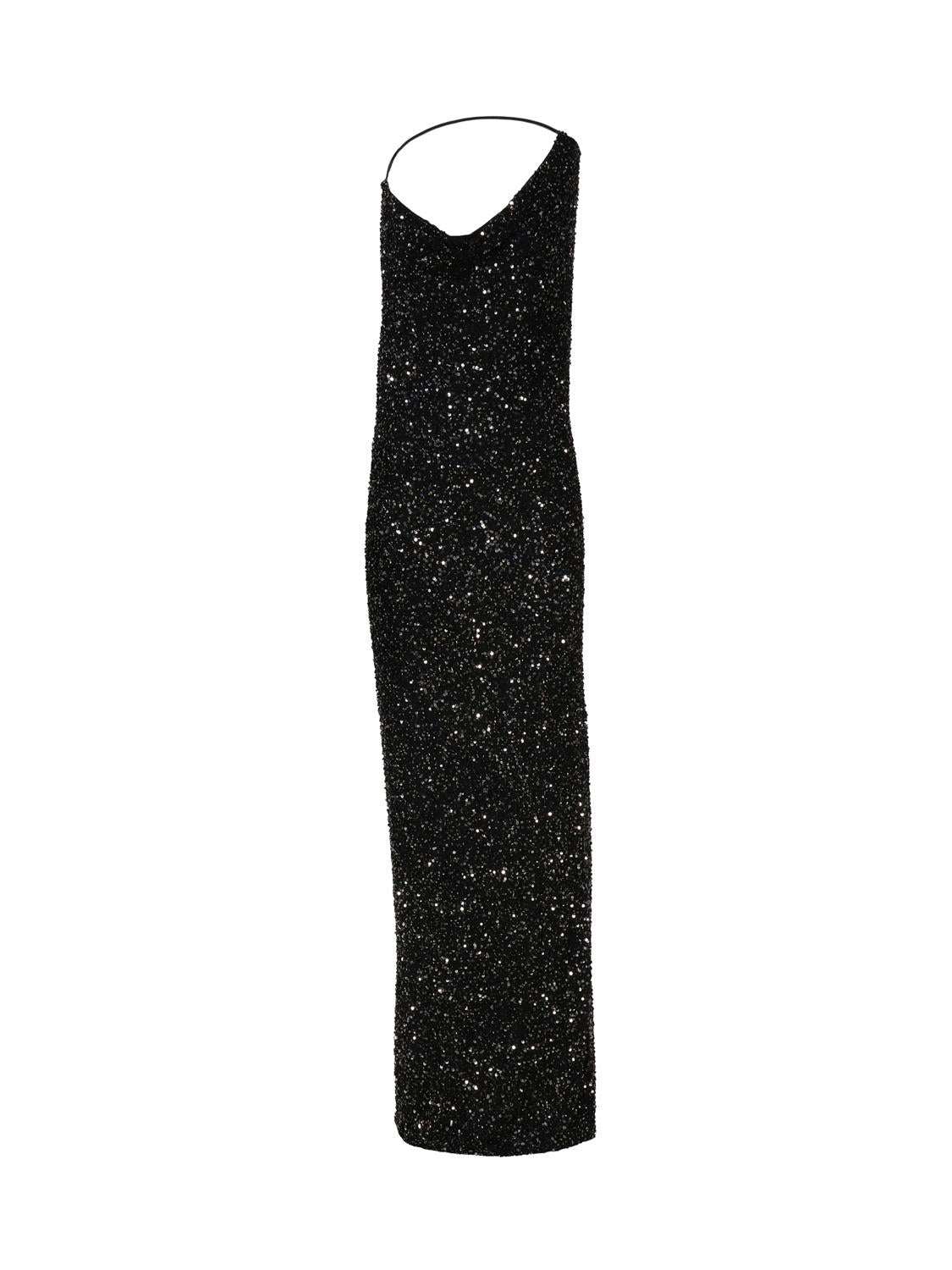 Abito lungo in paillettes FW22-5612 -GUNMETAL BLACK GNBLK RETROFÊTE 