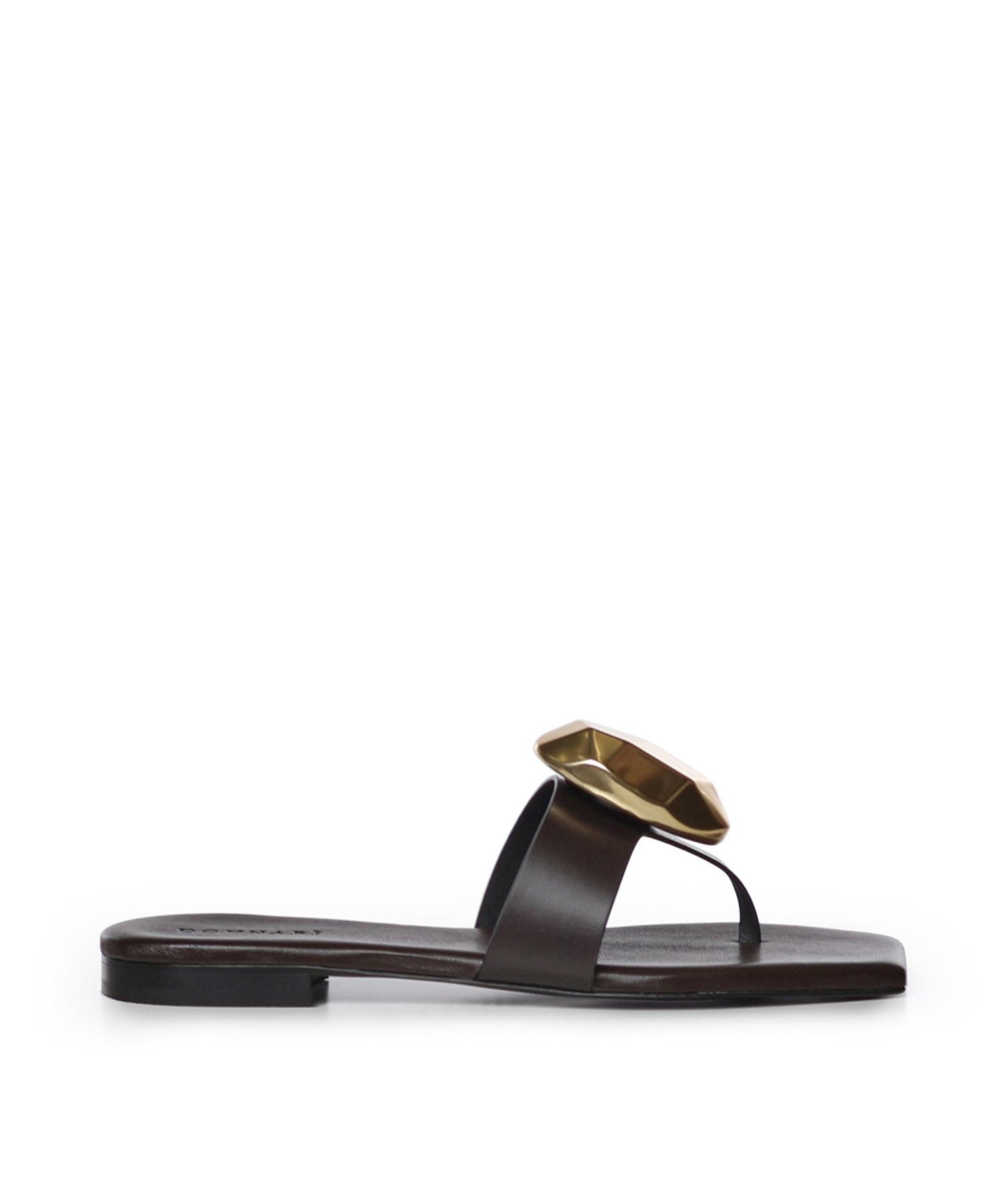 Sandali infradito in pelle GD56B FONDENTE+ORO DONNARI' 