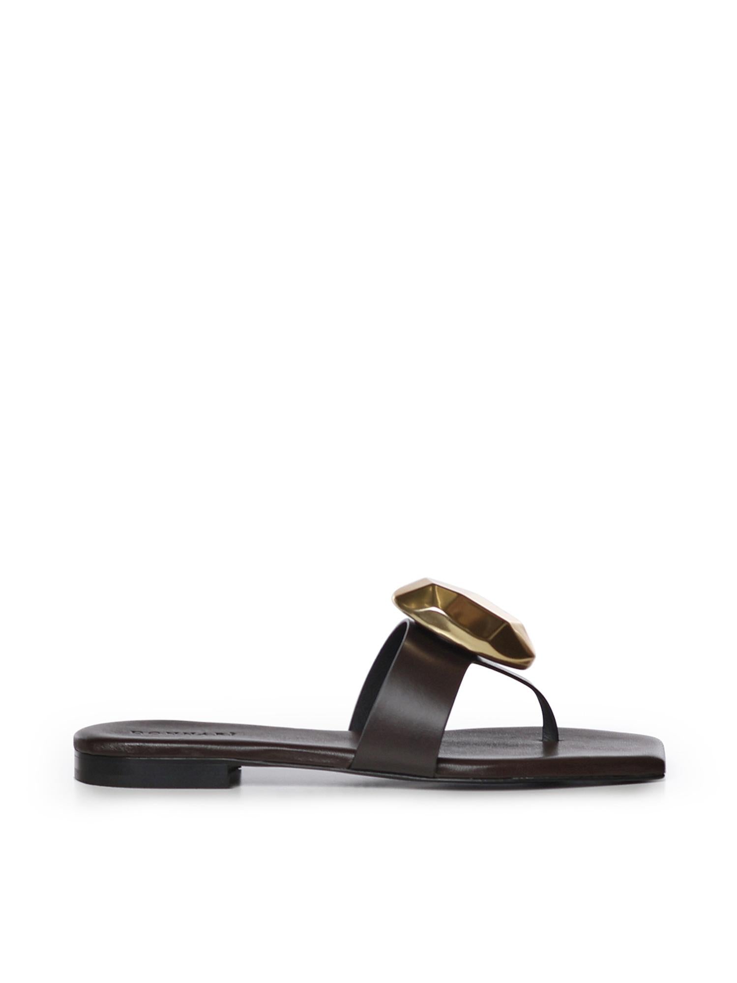 Sandali infradito in pelle GD56B FONDENTE+ORO DONNARI' 