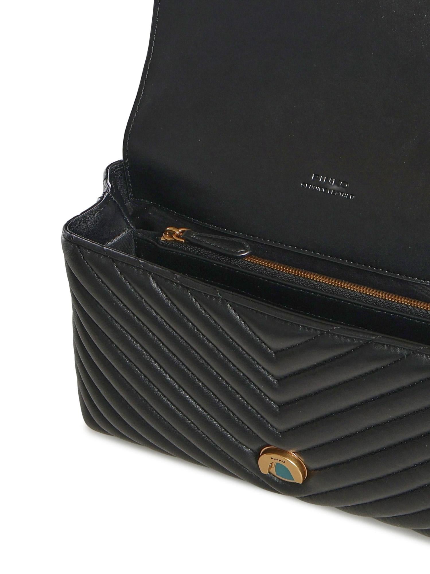 Borsa a mano media Love Bag Puff Chevron in nappa 100043 A0GKZ99Q PINKO 