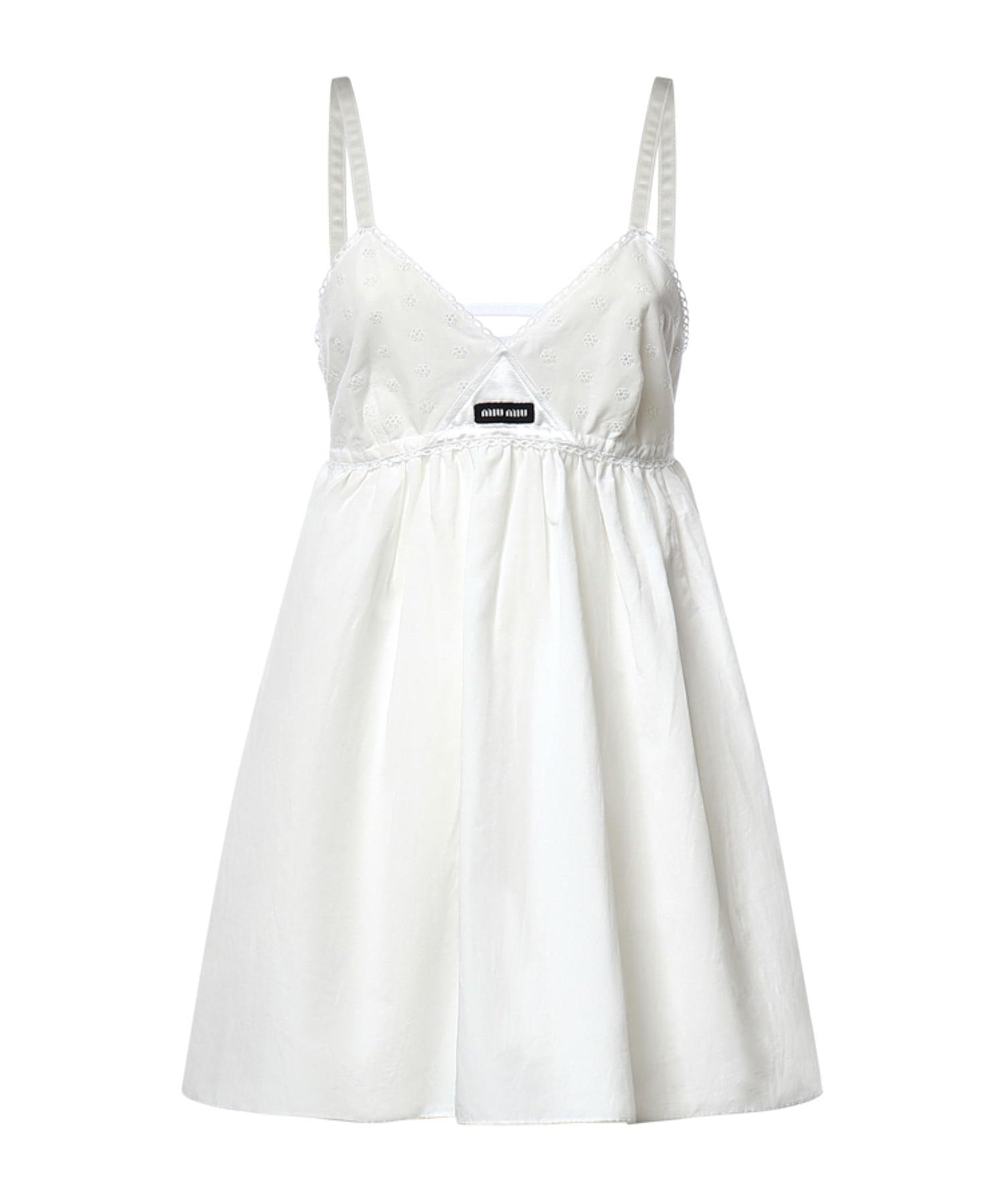 Abito corto in popeline fiammato sangallo MF6417 196JF0009 MIU MIU 