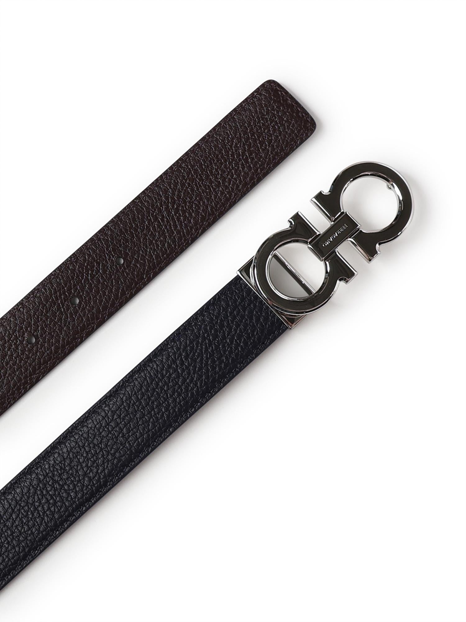 Cintura reversibile Gancini in pelle 670428 780487002 FERRAGAMO 
