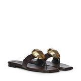 Sandali infradito in pelle GD56B FONDENTE+ORO DONNARI' 