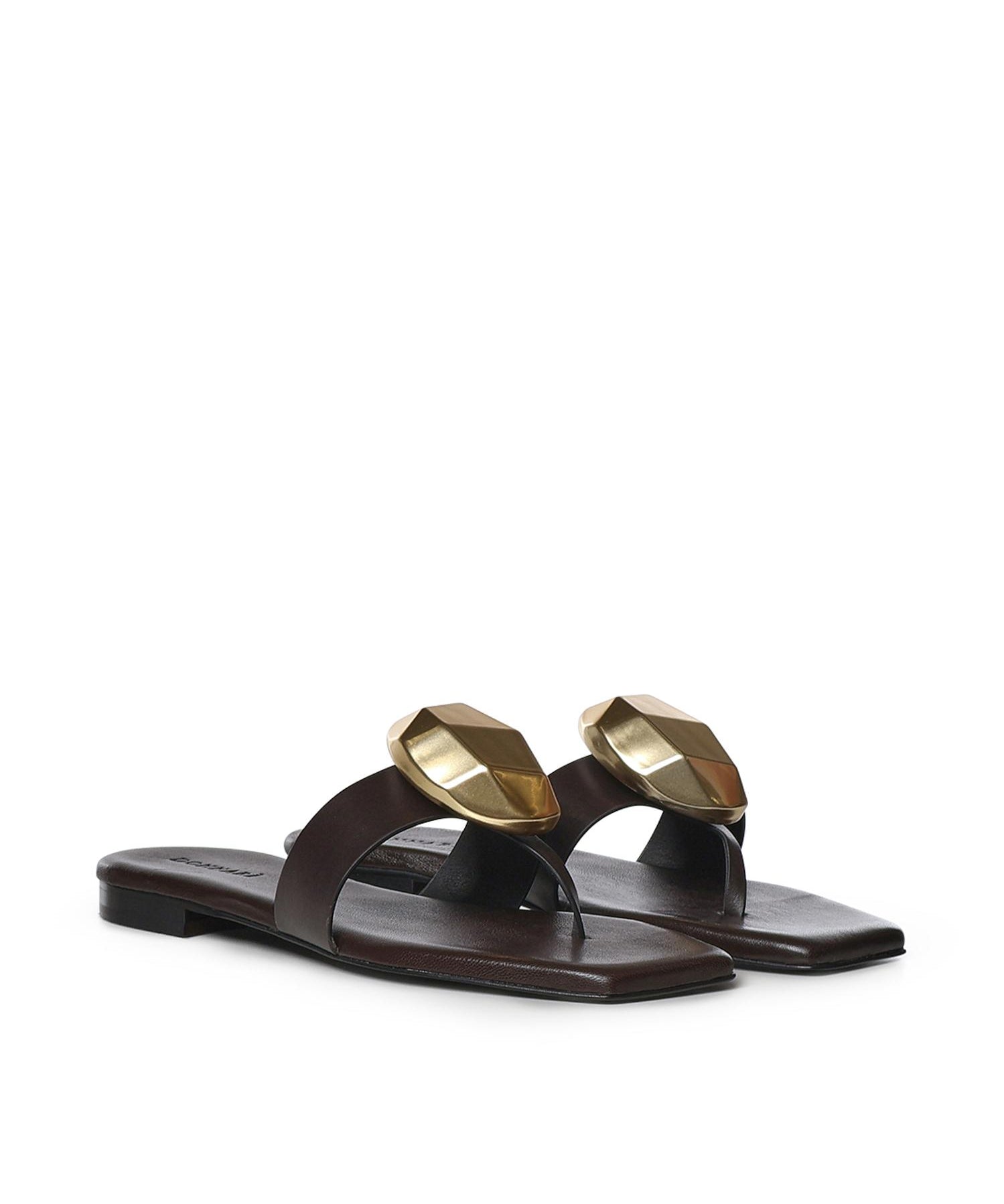 Sandali infradito in pelle GD56B FONDENTE+ORO DONNARI' 